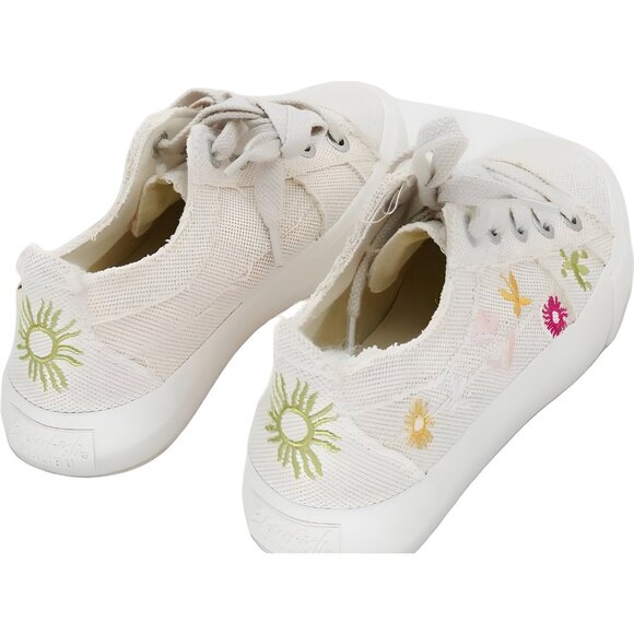 Blowfish Malibu Vivid Lace-Up Platform Canvas Sneakers Cream Women's US 6.5M - Picture 3 of 6